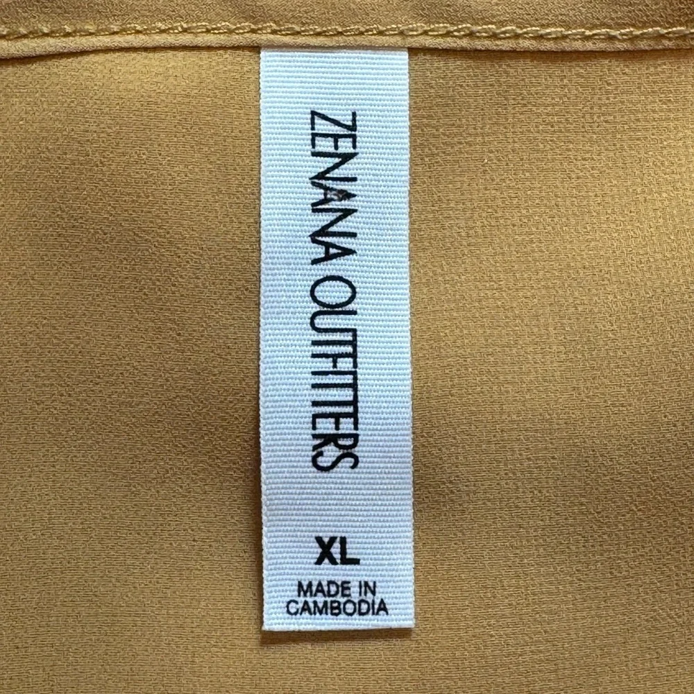 Zenana Outfitters Chiffon Dusty Yellow Tie-Front Blouse